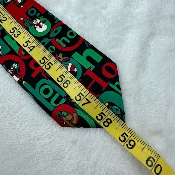 Ho Ho Ho Wacky Fun Christmas Neck Tie Black Red Green Ugly Sweater Party Penguin - Picture 6 of 6